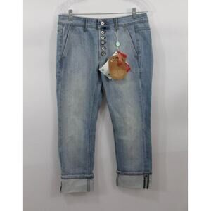 MARITHE FRANCOIS GIRBAUD 28 6 Cropped Rolled Hem Jeans Short Next Boyfriend NWT